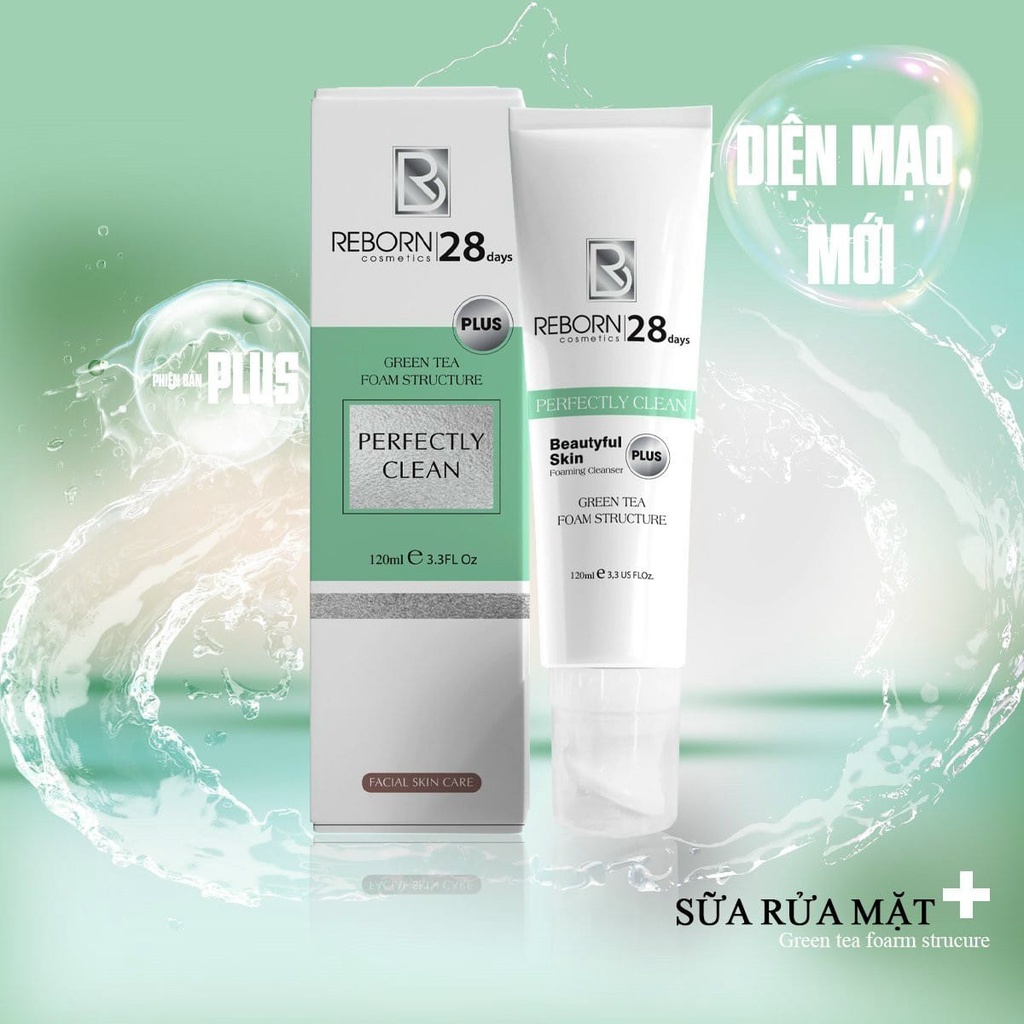 Sữa Rửa Mặt Reborn Trà Xanh Plus - Mẫu Mới