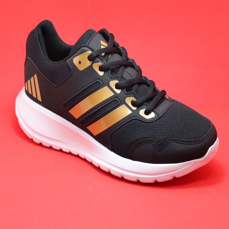 Giày sneaker nam nữ đen sọc vàng ST26