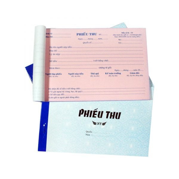 Phiếu Thu 2 Liên 60 Tờ Khổ 13x19cm Lốc 10 Cuốn