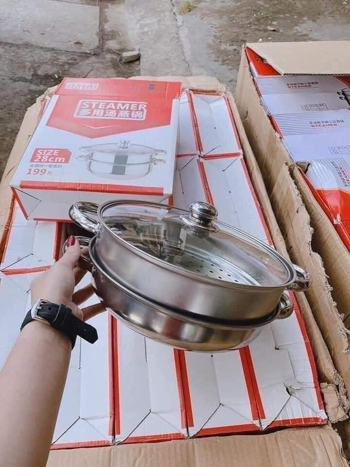 NỒI HẤP INOX 2 TẦNG ĐA NĂNG 28 CM