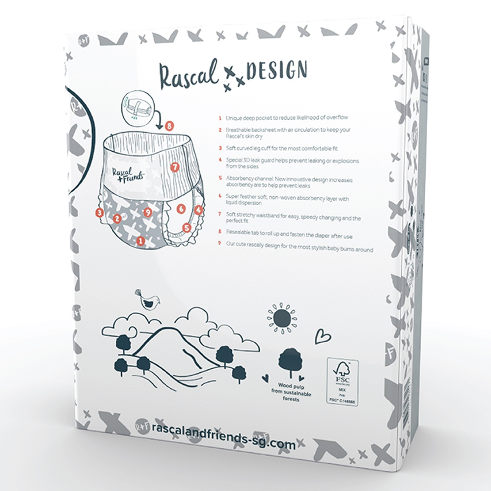 Tã quần Rascal + Friends (M, 6-11kg, 58 miếng)