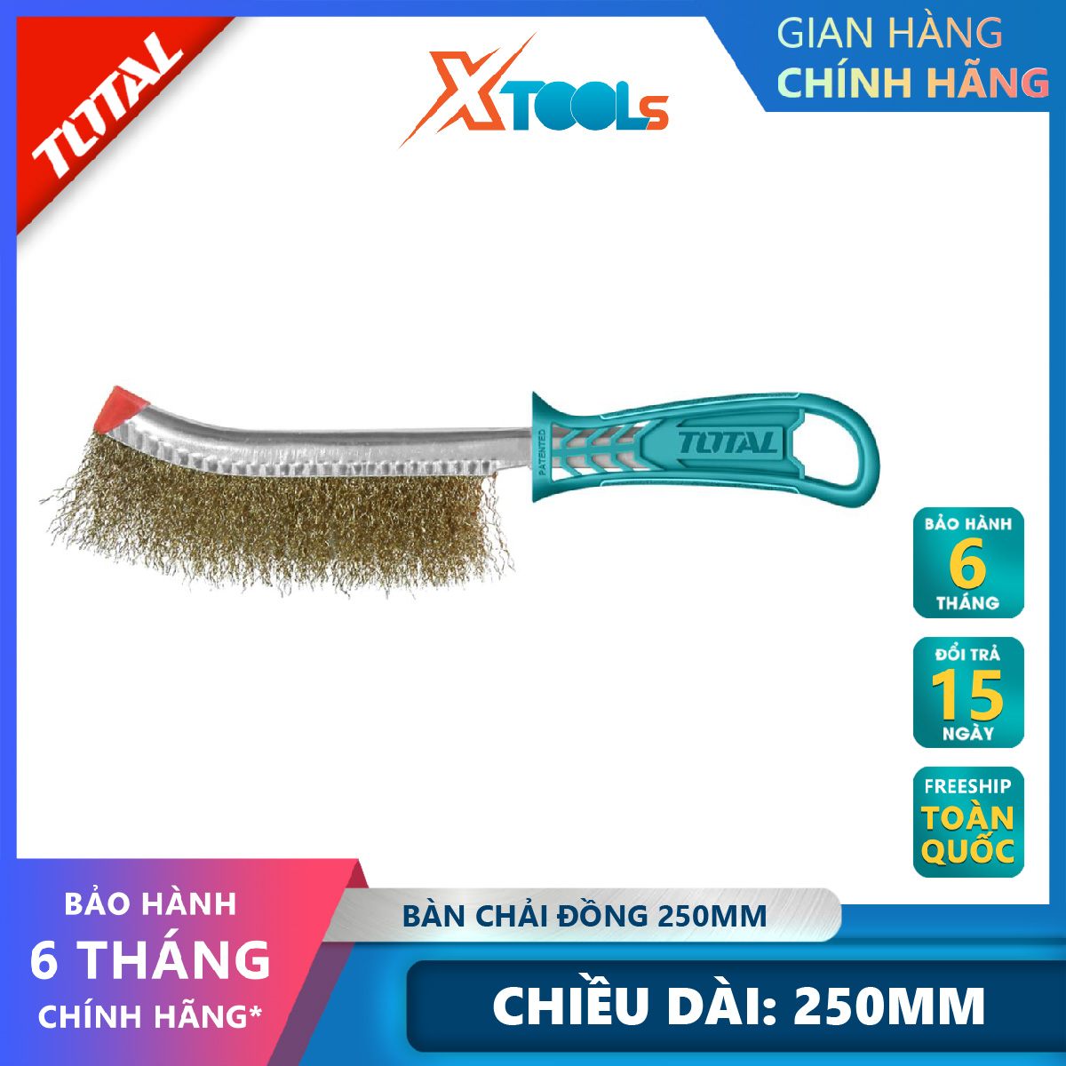 Steel brush copper total THT92102 brush steel length 250mm cleaning cracks, angle, polishing stainless steel iron [xsafe] [XTools]