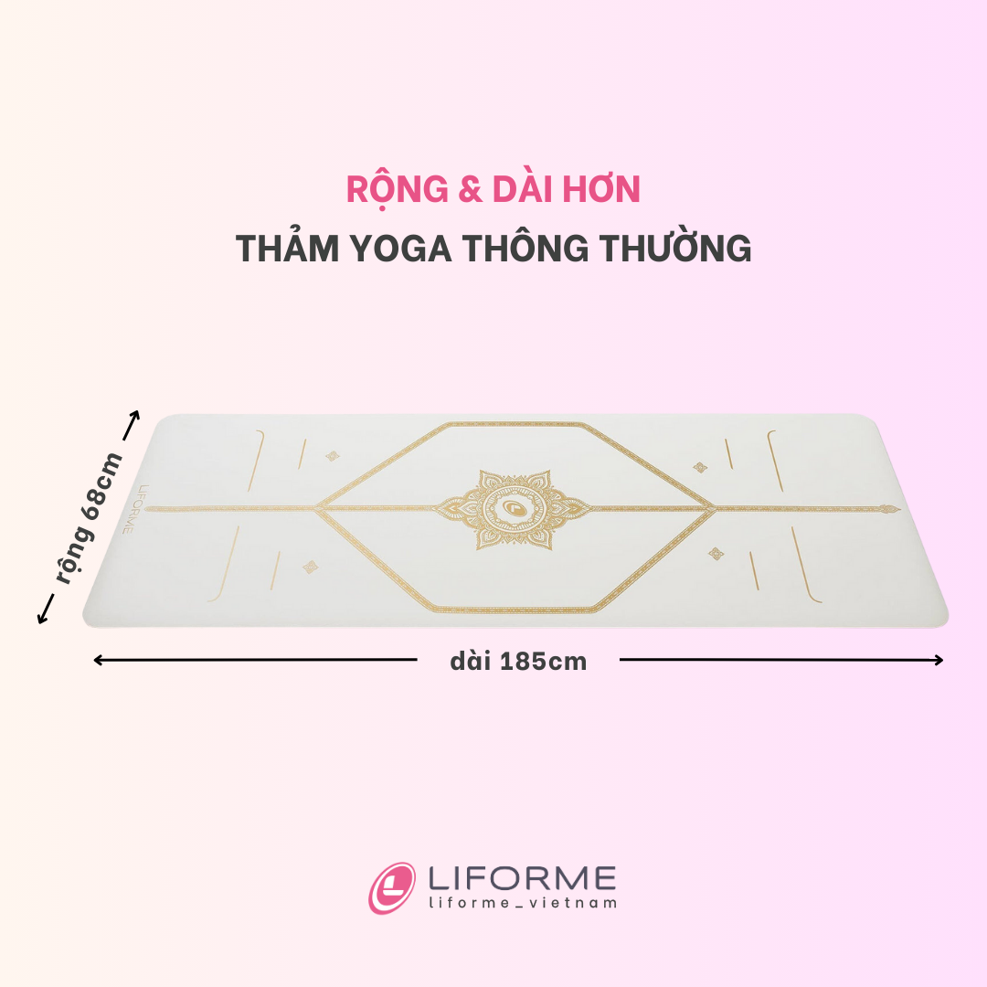 Thảm tập yoga Liforme 'White Magic' 4.2mm - White/Gold