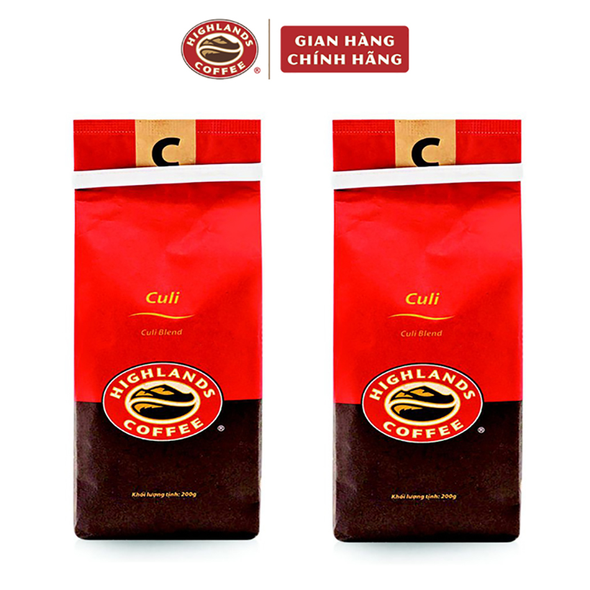 Hai gói cà phê rang xay Culi Highlands Coffee 200g (cafe pha phin)