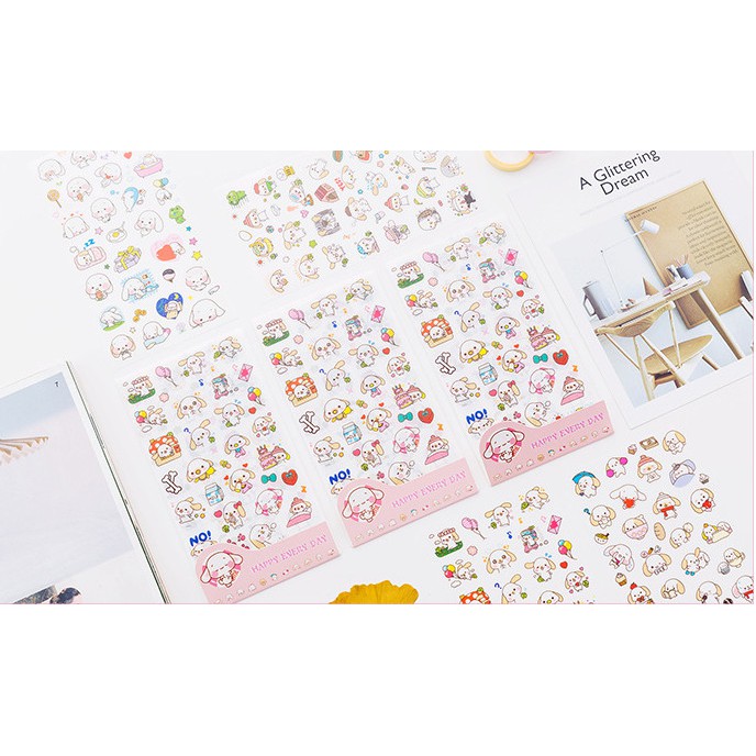 Sticker 6 Tấm Chó tai dài