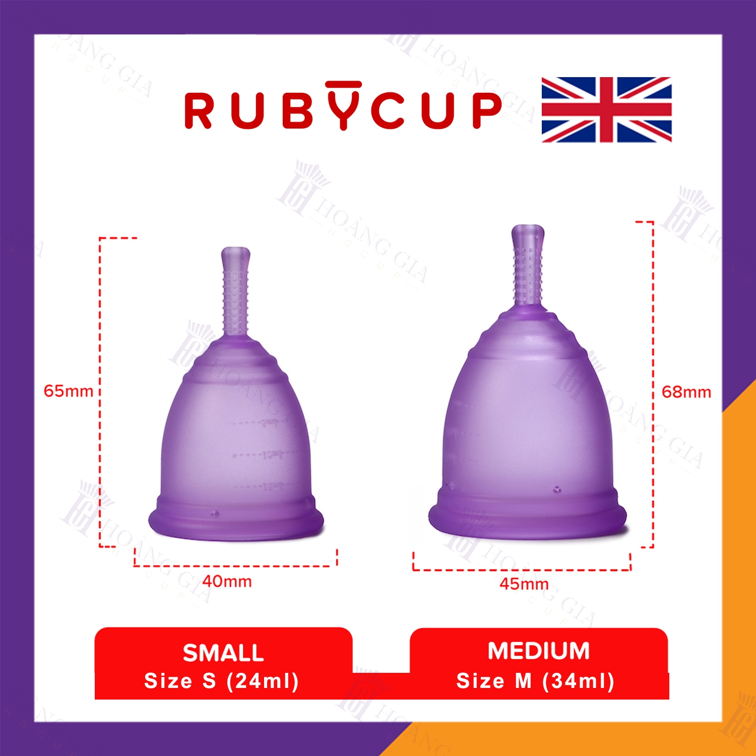 Cốc nguyệt san Ruby cup (Hàng chính hãng, thương hiệu Anh) - RubyCup Menstrual Cup