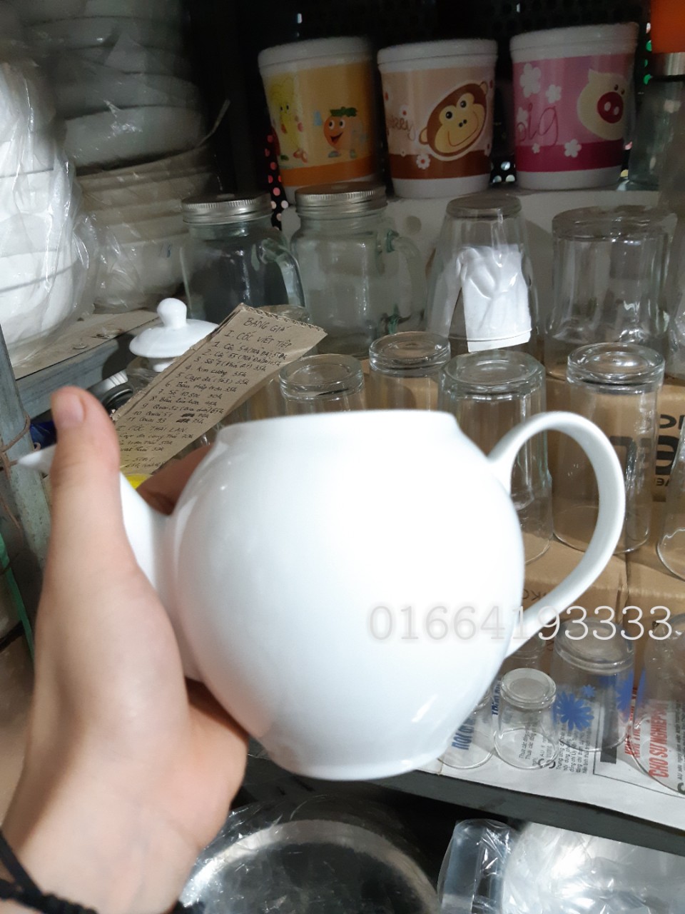 Ấm pha trà sứ trắng 500ml