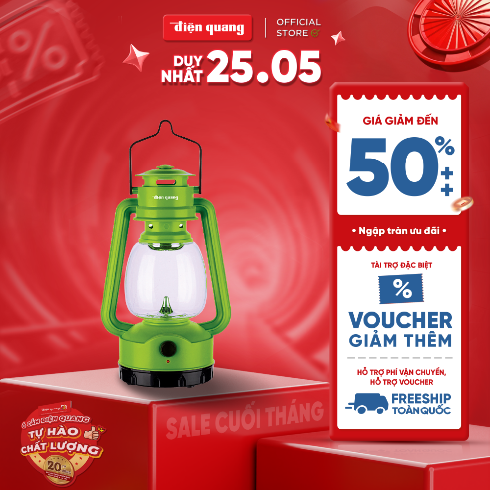 Đèn sạc Led Điện Quang ĐQ PRL05 G (1W, ánh sáng trắng, xanh lá cây)