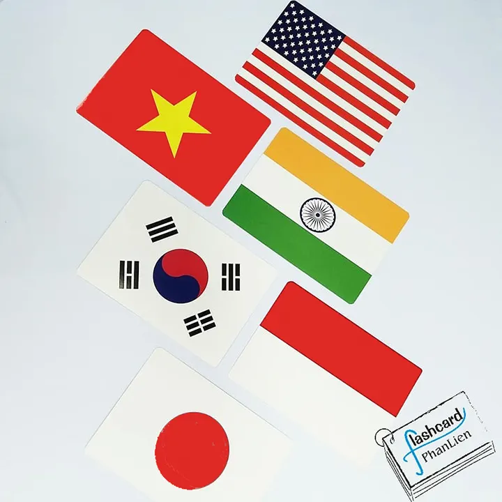 Độc quyền - cờ các nước nổi tiếng trên thế giới có vị trí địa lý - Flashcard Glenn Doman - Flashcard Phan Liên