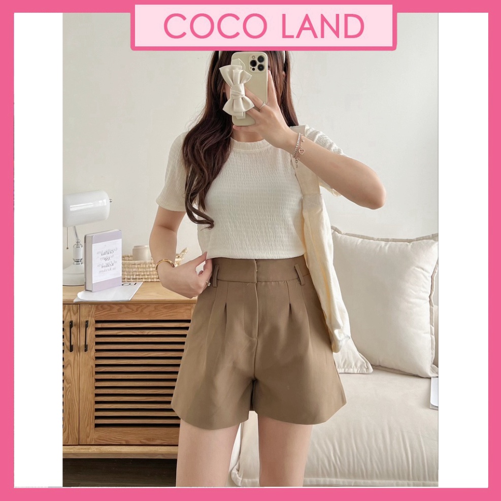 Áo xốp nhăn cổ tròn cộc tay baby tee Áo thun cộc tay nữ form vừa coco land babydoll ulzzang dáng dài croptop