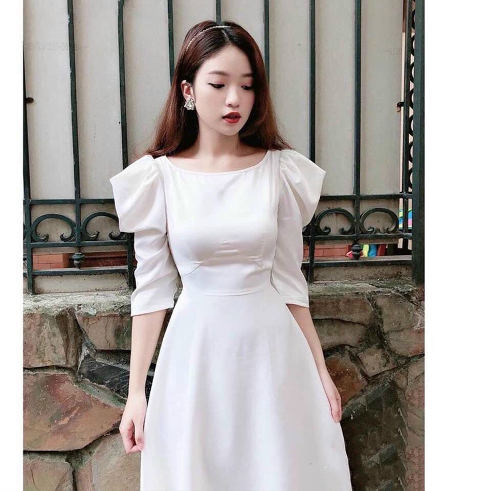 ( Sản Phẩm Mới) Đầm Váy Nữ Dạ Hội Dáng Xòe Tay Phồng