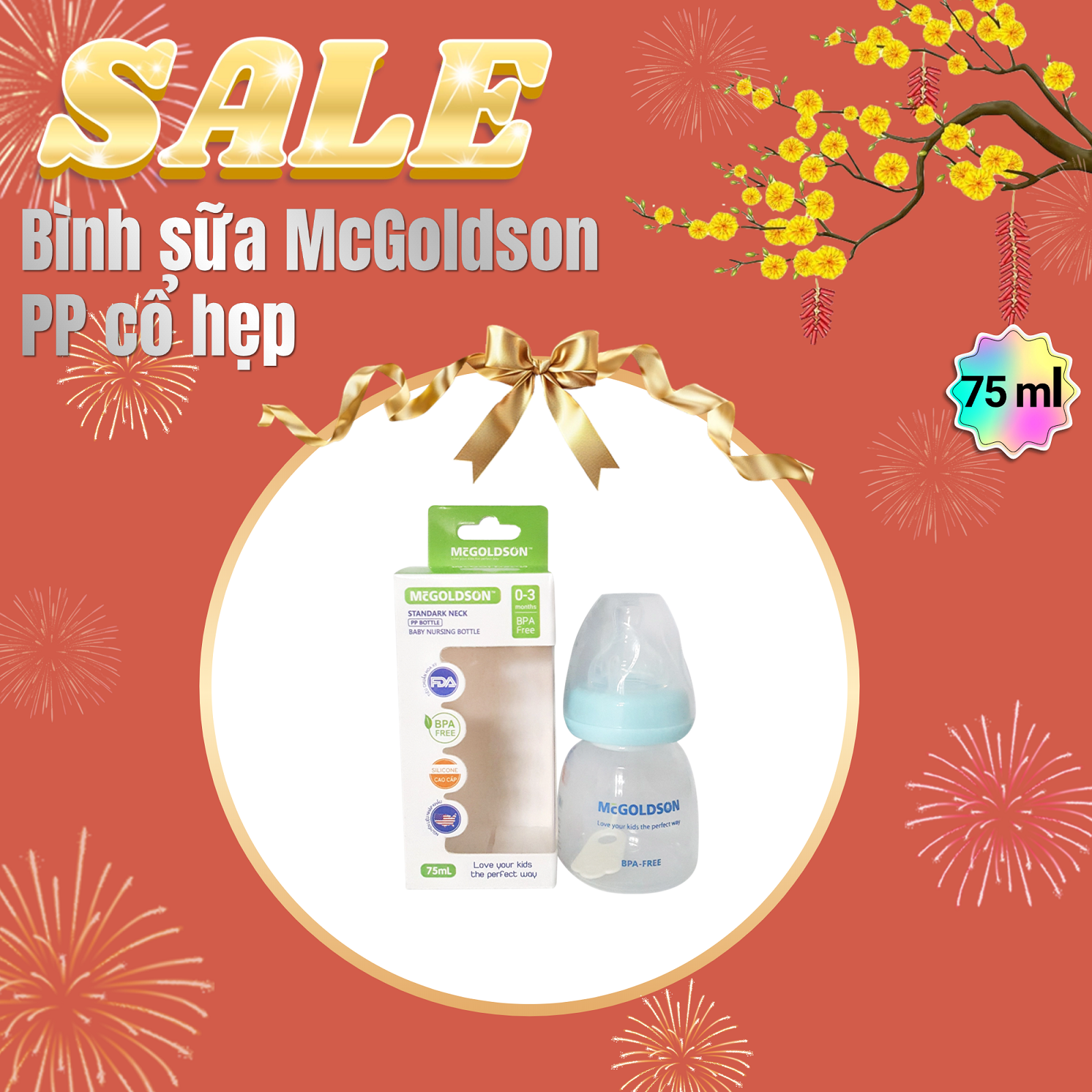 [HCM]Bình sữa PP McGOLDSON 75ml