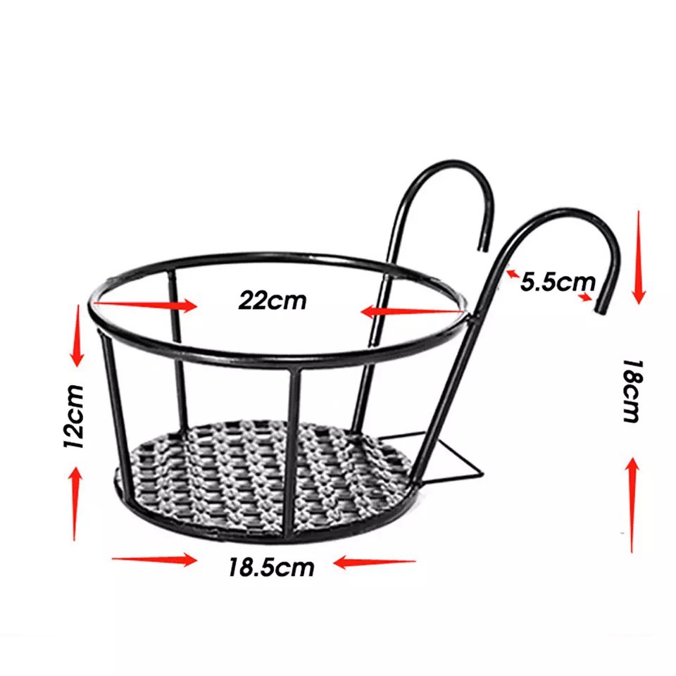 [Combo 3c] Giỏ Treo Hoa Ban Công, Giá Để Chậu Hoa Treo Ban Công , Kệ Để Chậu Hoa Treo Ban Công Bằng Thép Đen , Giá Để Chậu Hoa Treo Cửa Sổ