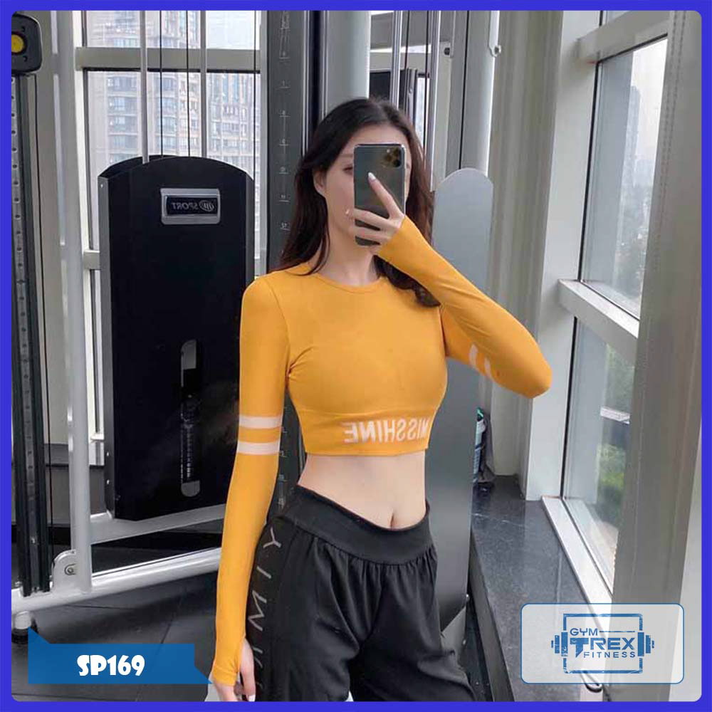 Áo thể thao nữ dài tay croptop Misshine Gym Trex SP169 - Áp gym nữ thun (Women T-Shirt,đồ tập quần áo gym,mẫu ngắn, thể dục,thể hình, áo thun phông, Yoga, Aerobic,Zumba Fitness)
