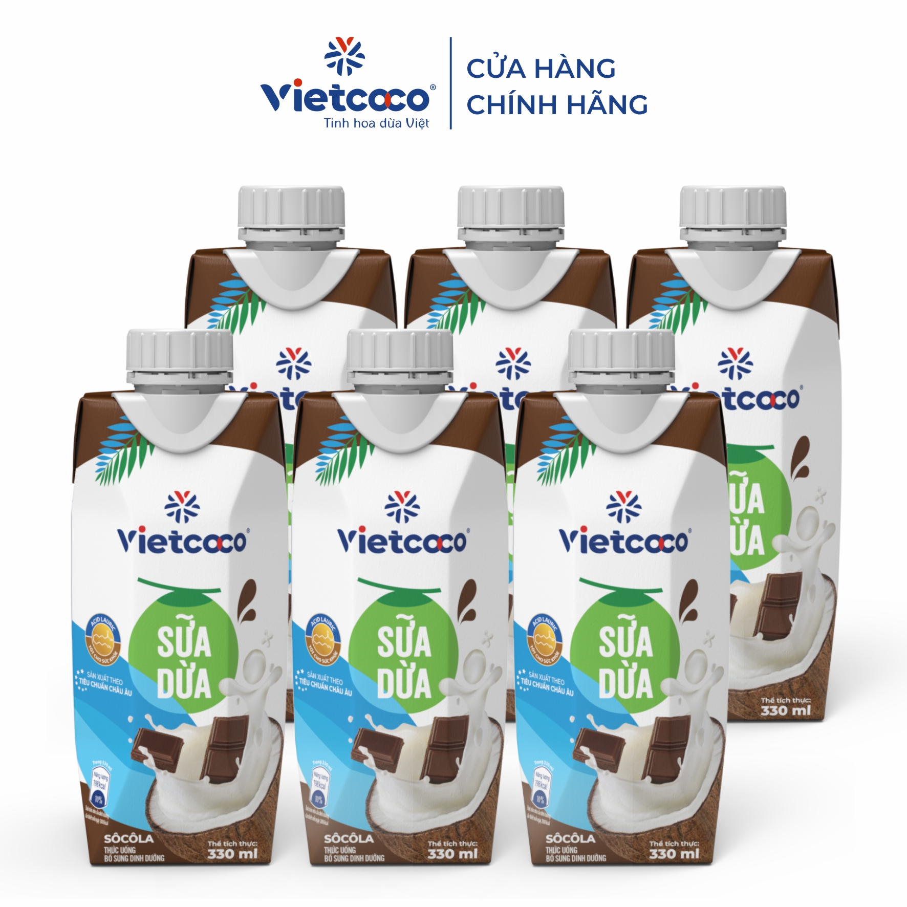 Combo 6 hộp sữa dừa UHT Socola Vietcoco - hộp 330ml
