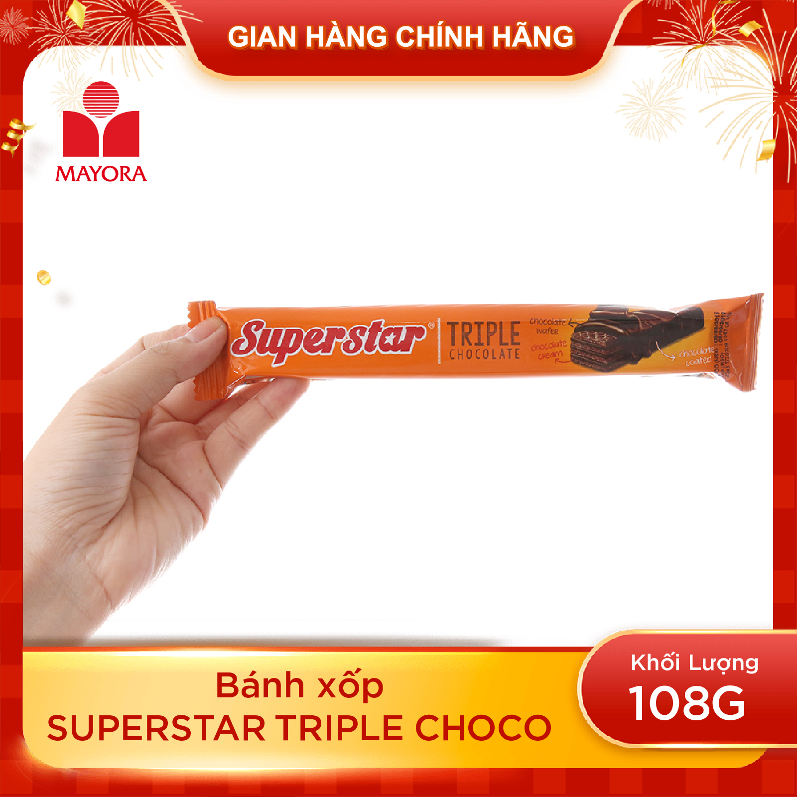 BÁNH XỐP SUPERSTAR TRIPLE CHOCO 108G