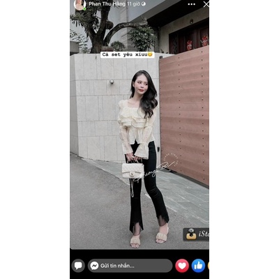 Áo Sơ Mi Bèo Tơ Nhăn Cổ Vuông