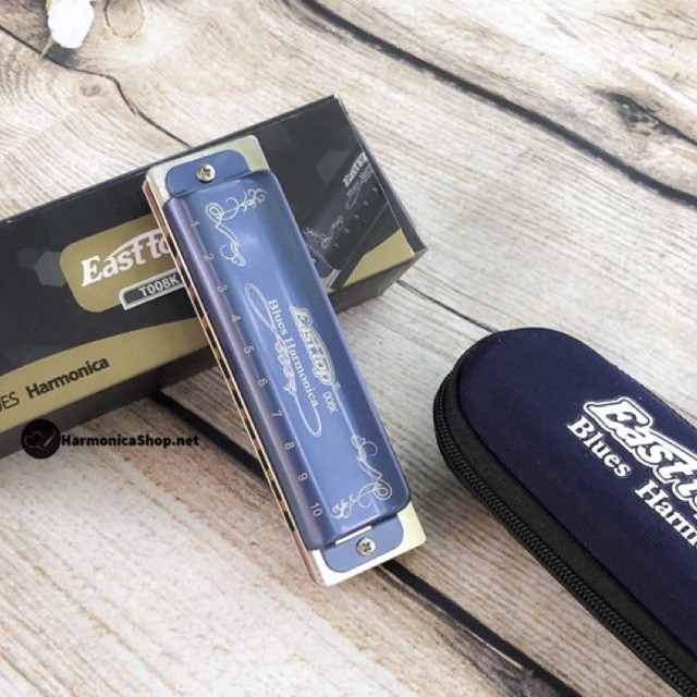 🎵Kèn Harmonica 10 lỗ🎶 Diatonic Easttop T008K Blue (Xanh)
