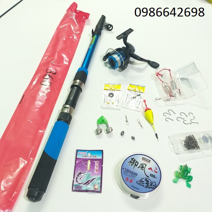 Bộ cần câu máy 1m8, 2m1, 2m4, 2m7, 3m0,3m6 kèm máy và phụ kiện