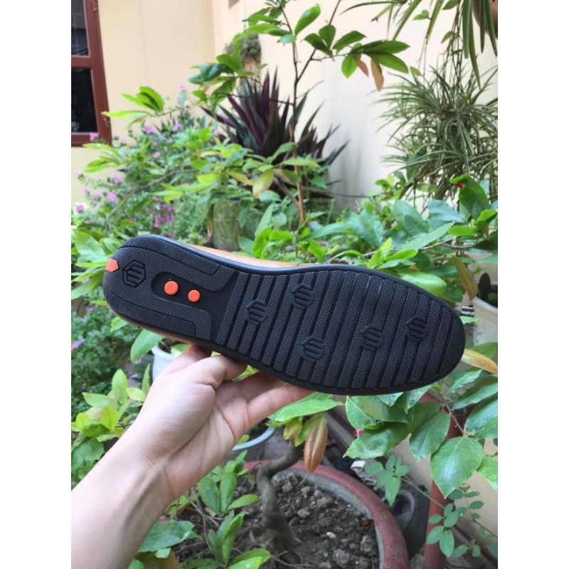 [Da bò 100%] Giày lười nam cao cấp đế bệt ( màu nâu da thật 100%-bảo hành 24 tháng)