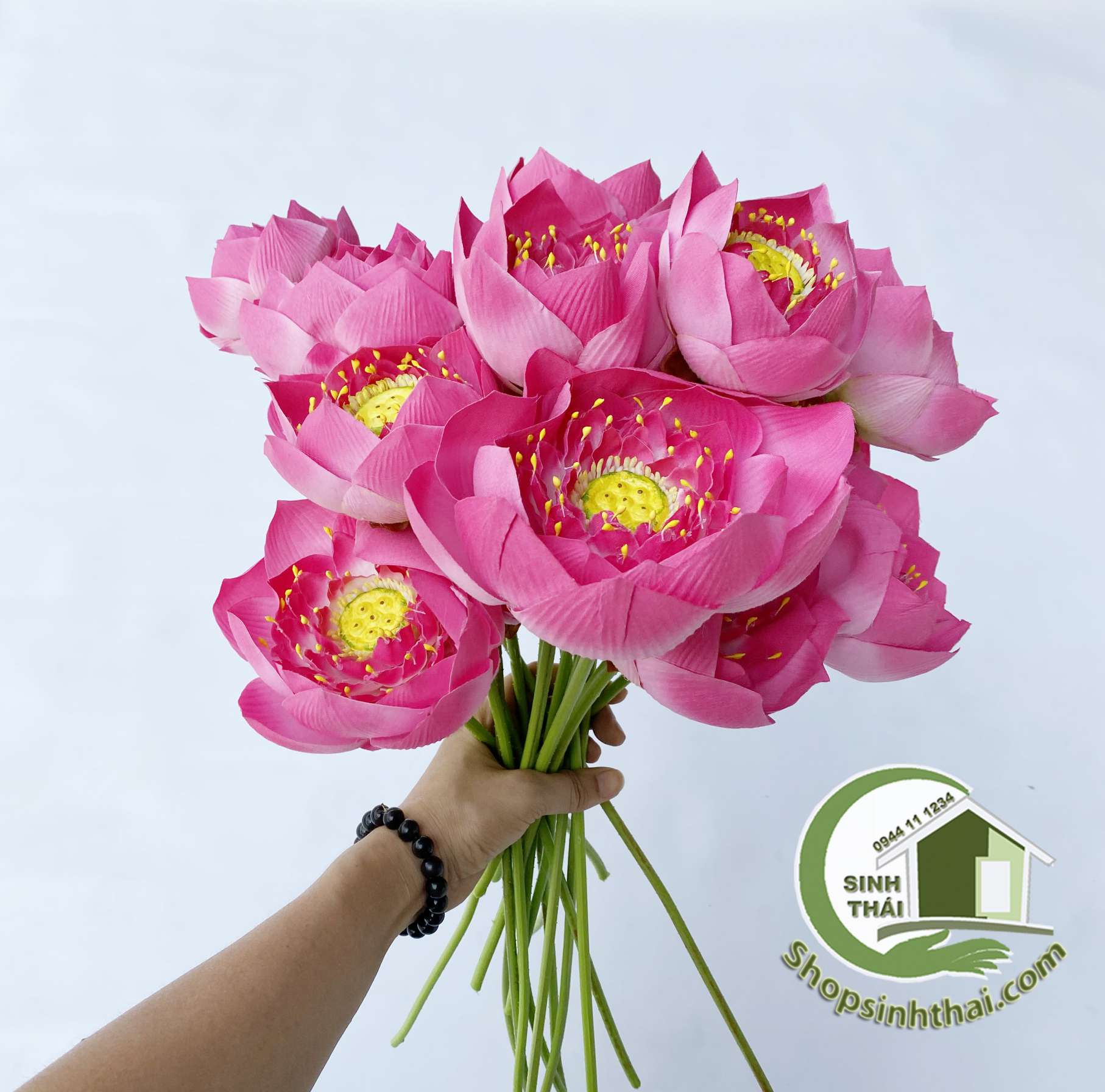[HCM]Cành hoa sen bông nở - sen vải lụa Thái Lan cao cấp