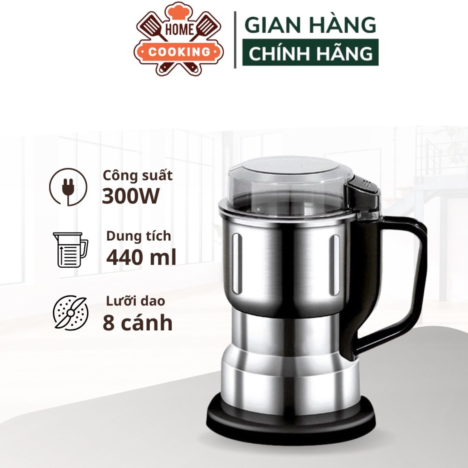 Máy xay hạt khô, xay bột, gia vị cà phê đa năng,công suất 300w,6 lưỡi dao cực bén, chất liệu cối inox, bảo hành 12 tháng" BỰ Store "