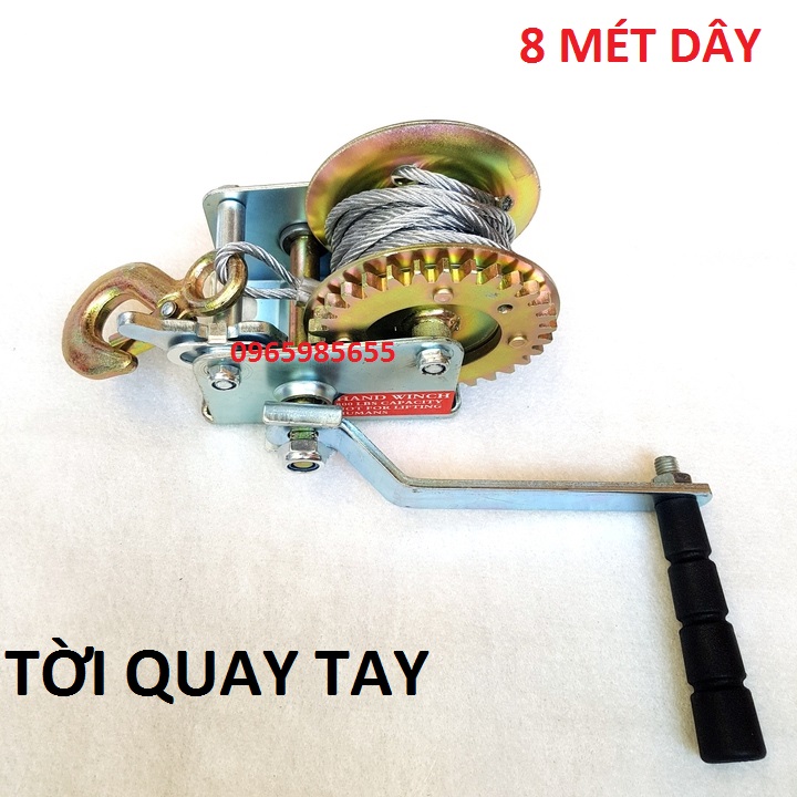 Tời quay tay 800 LBS (8m dây cáp)