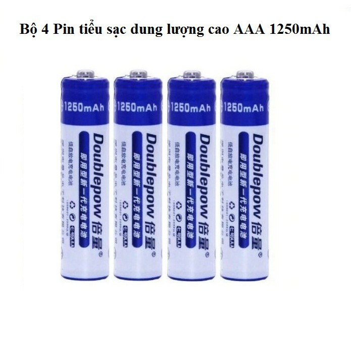 Pin sạc AAA Doublepow (Bộ 4 Pin AAA 1250mAh)