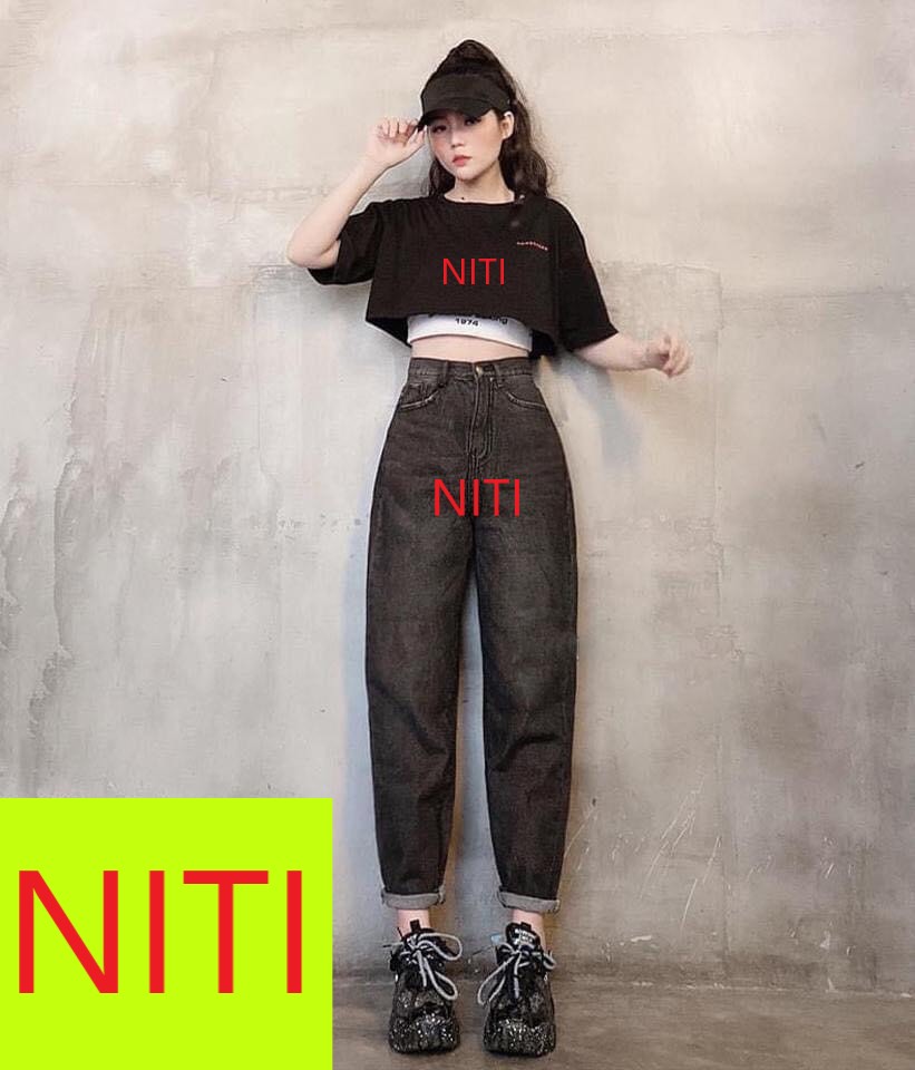 [HCM][ DÒNG ĐỜI!! ] QUẦN BAGGY JEAN NỮ CAO CẤP NITI LƯNG SIÊU CAO MÀU XÁM ĐEN LAI CUỐN SÁNG CHÂN HOẶC ÁO CROPTOP MÀU ĐEN CỰC CÁ TÍNH CỰC BỤI BẶM-NY