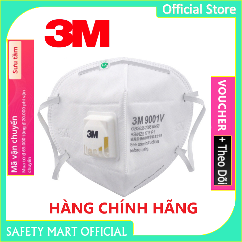 Medical masks 3m 9001V standard USA have filter valve vent, masks 3D 4 layer filter dust ultrafine PM2.5, anti-virus, anti-pollution air-genuine goods safety Mart official