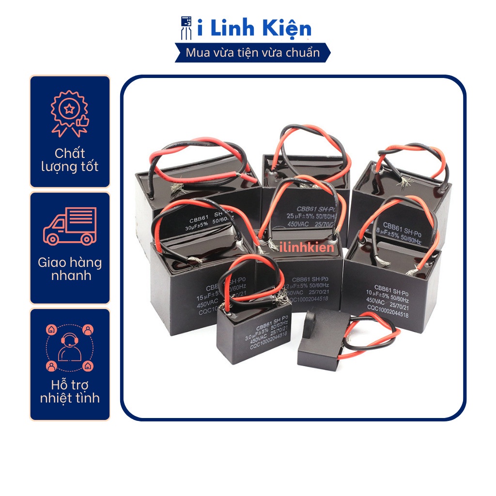 Tụ quạt 3uF dây CBB61 loại tốt