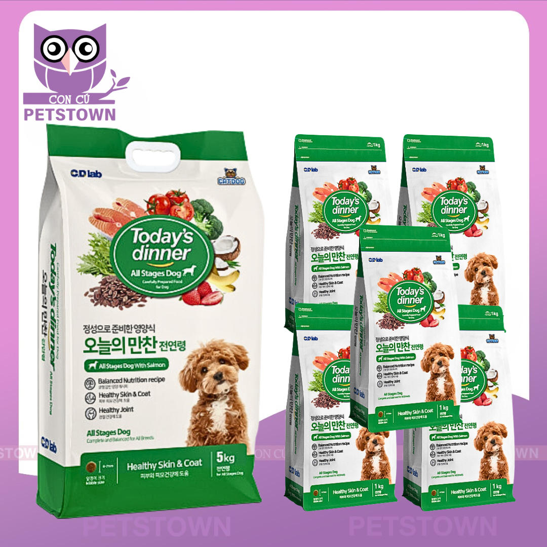(5kg) Today's Dinner Dog - Thức ăn hạt  cho chó lớn/chó nhỏ/chó mọi lứa tuổi cân bằng dinh dưỡng cho chó nhập khẩu Hàn Quốc