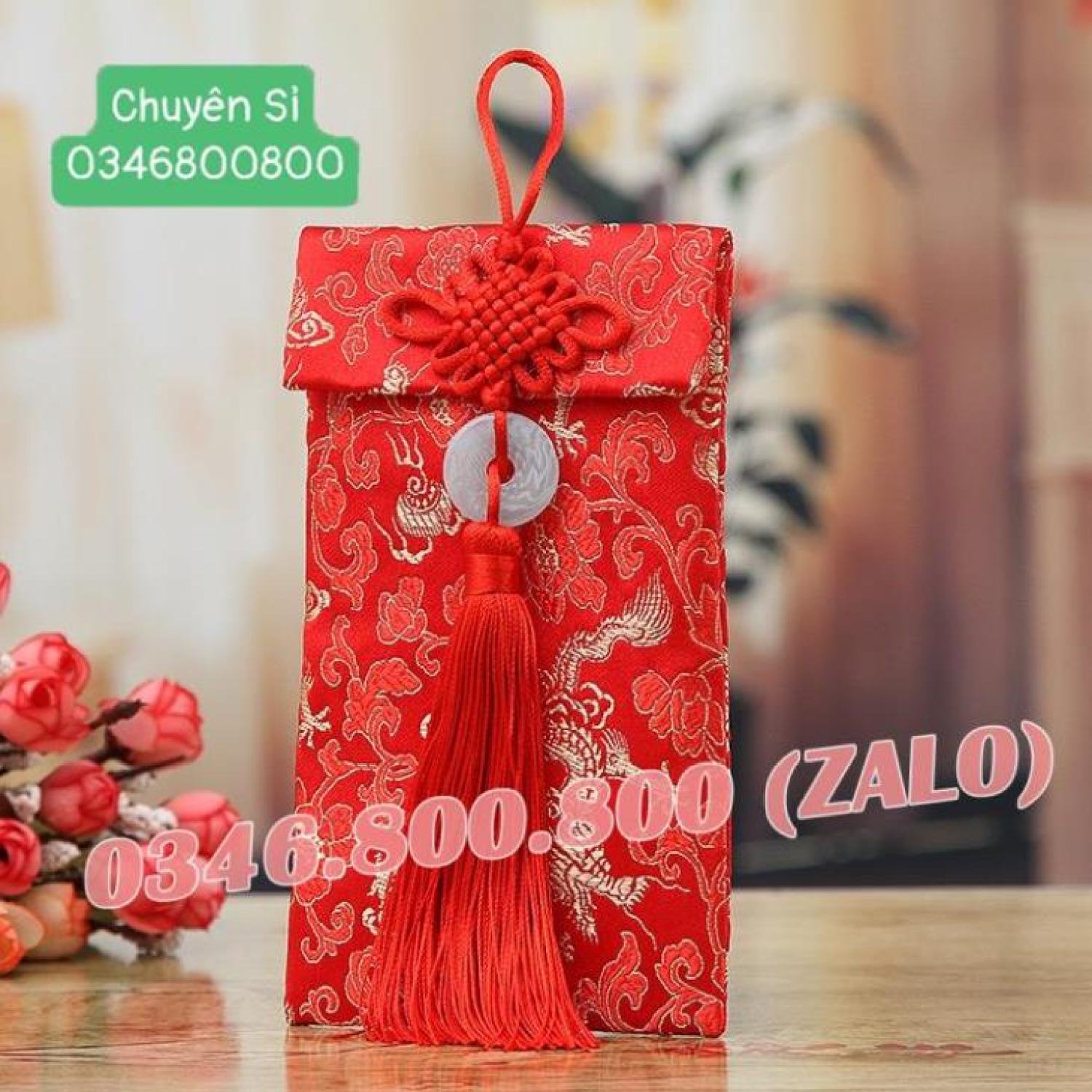 Bao lì xì vải gấm nhiều hoa văn cao cấp cưới hỏi, nạp tài,ngày tết họa tiết rồng - ngọc bội dọc