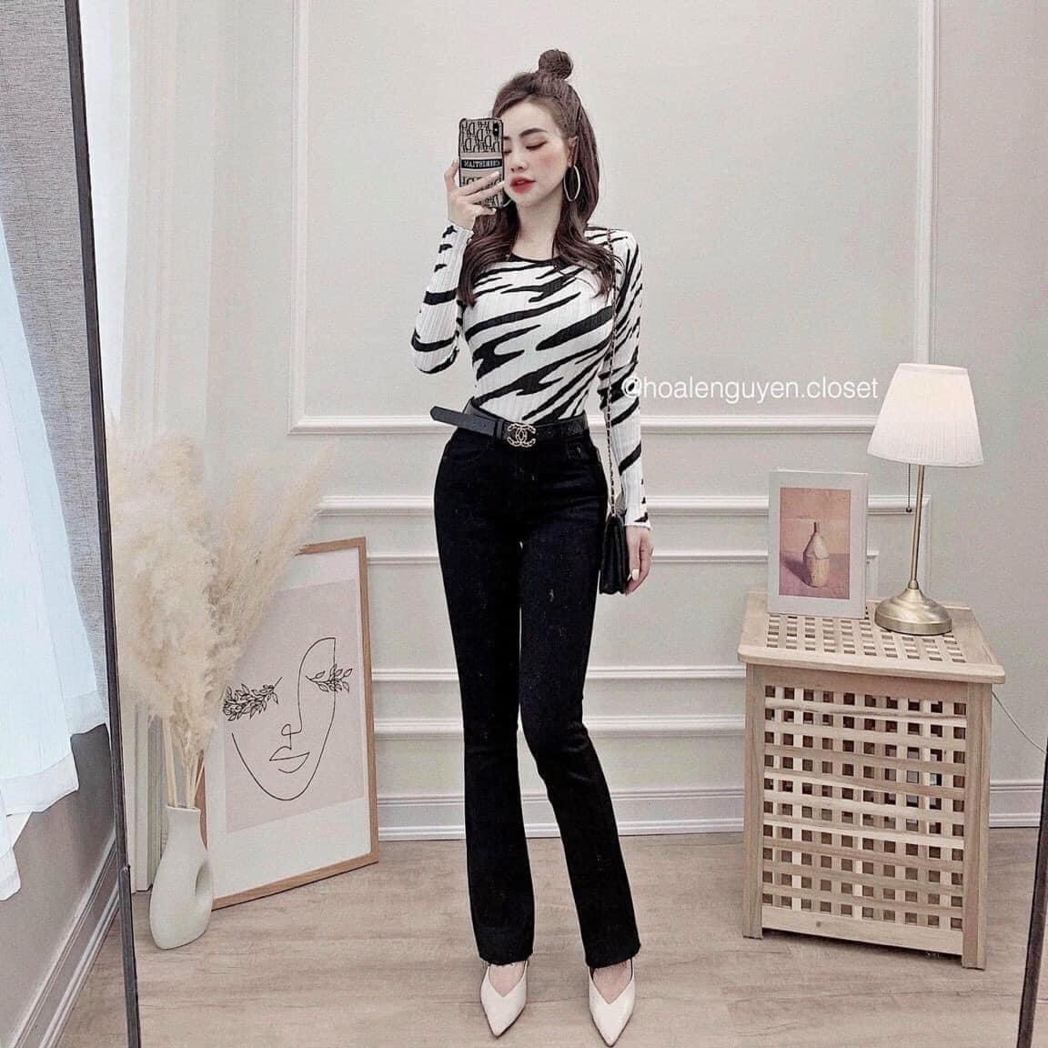 Quần jeans bò ống loe chất bò co giãn