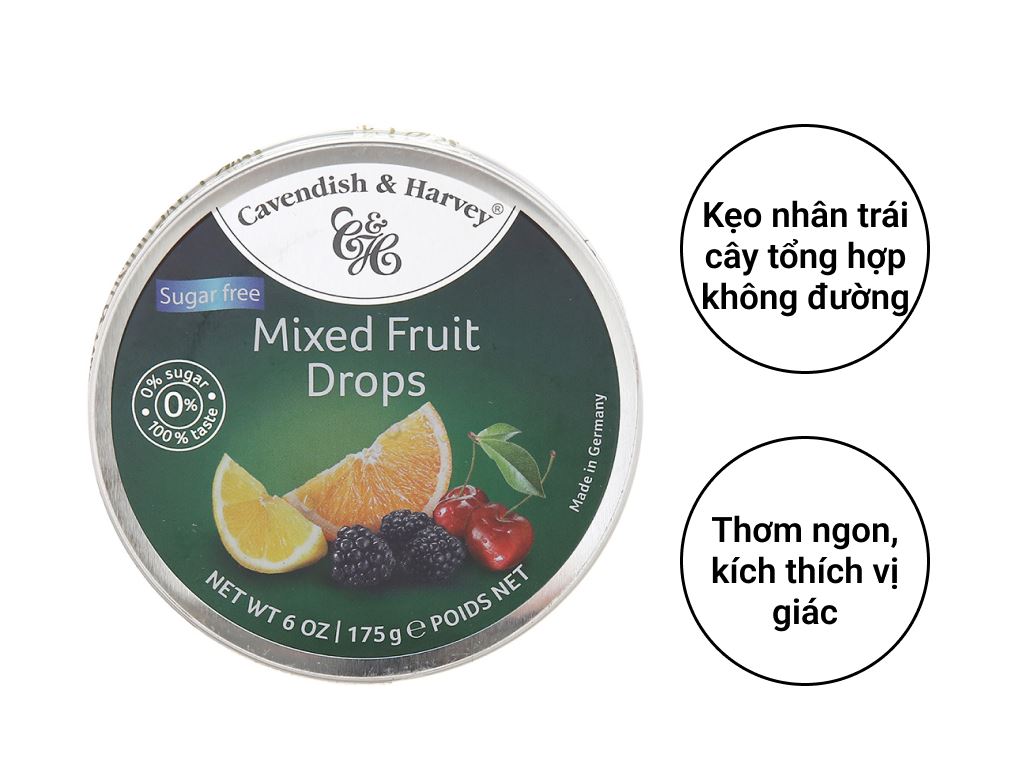 KẸO TRÁI CÂY CAVENDISH HARVEY - MIXED FRUIT XANH 200g