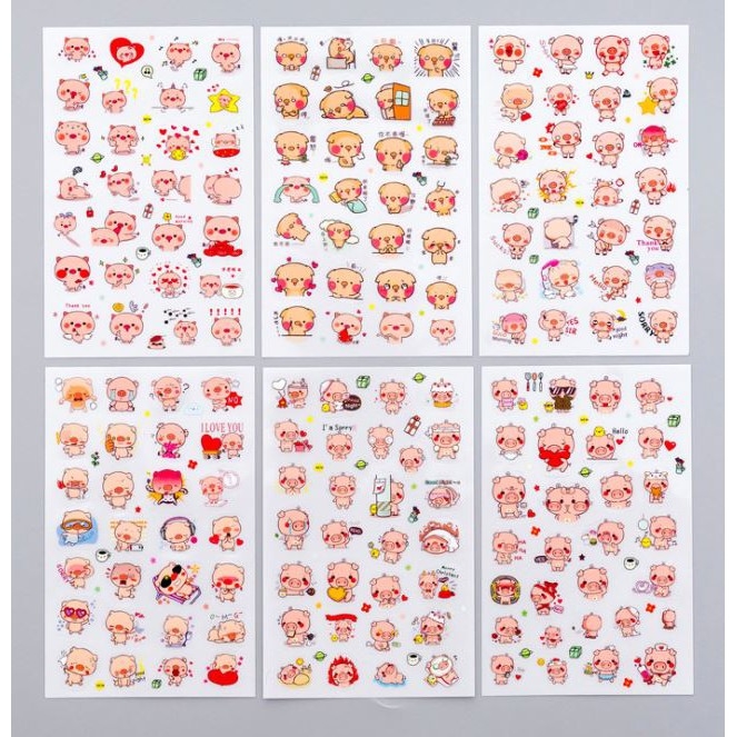 Bộ 6 tấm sticker dán sổ lưu niệm h100