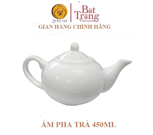 Bộ ấm chén Bát Tràng, loại nhỡ 450 ml chén không quai (không khay) gốm sứ Bát Tràng