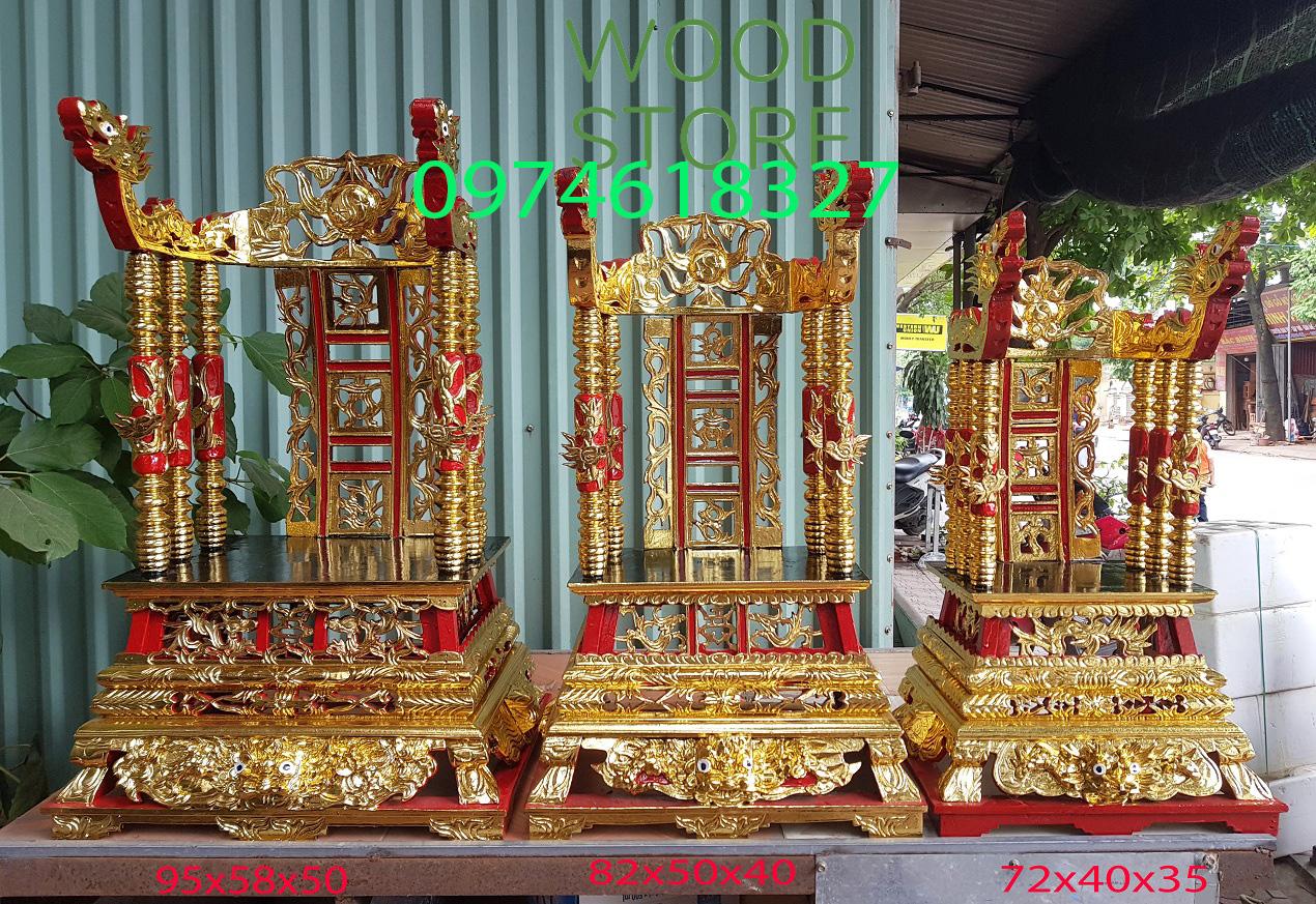 Ngai thờ cúng ỷ thờ long ngai sơn son thếp vàng đồ thờ gỗ mít 3 cỡ ngai thờ