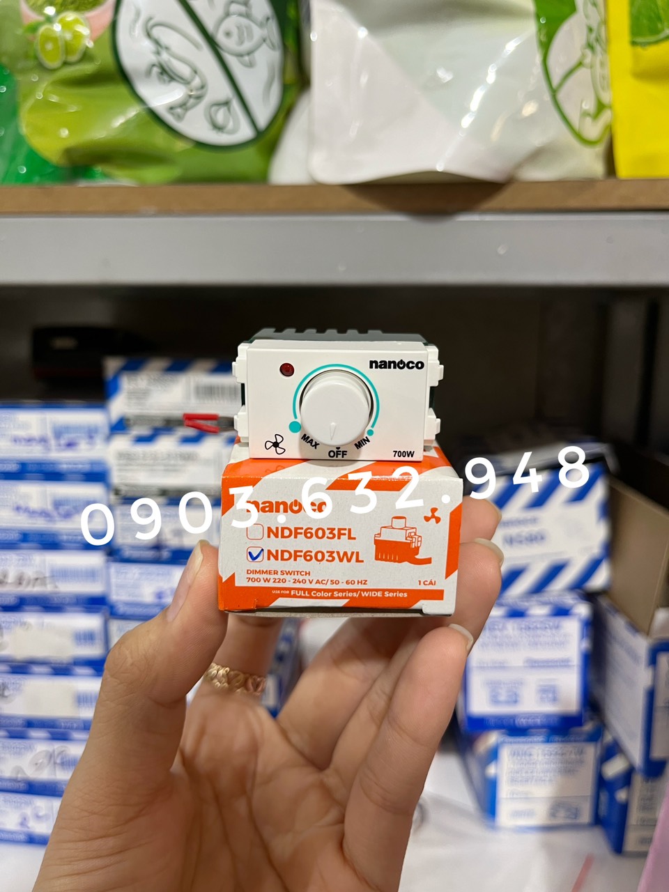 Chiết áp (dimmer) quạt, đèn Nanoco hàng chính hãng.