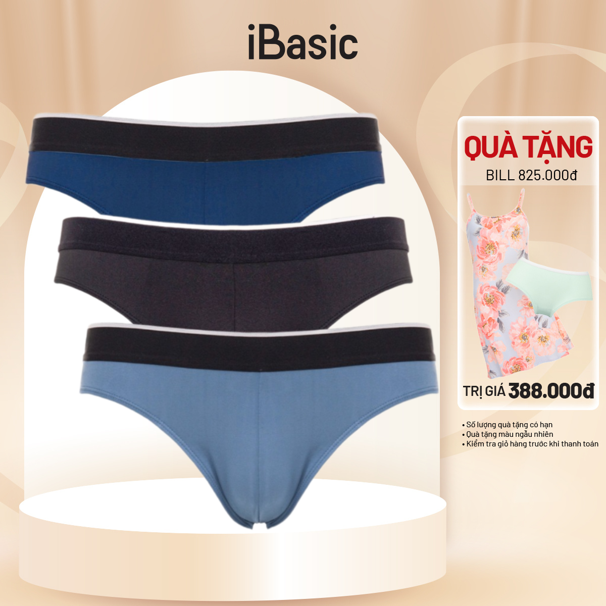 Combo 3 men's 3 PCs cotton elastic briefs ibasic brief shorts panm006