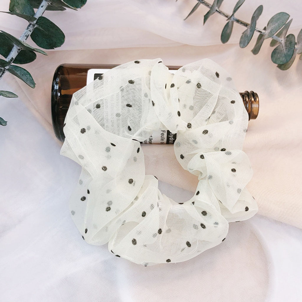 Dây buộc tóc vải Scrunchies chấm bi dễ thương CT51