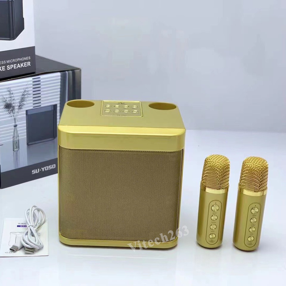 Loa bluetooth karaoke su-yosd ys-230 kèm 2 micro không dây nhỏ gọn tiện lợi