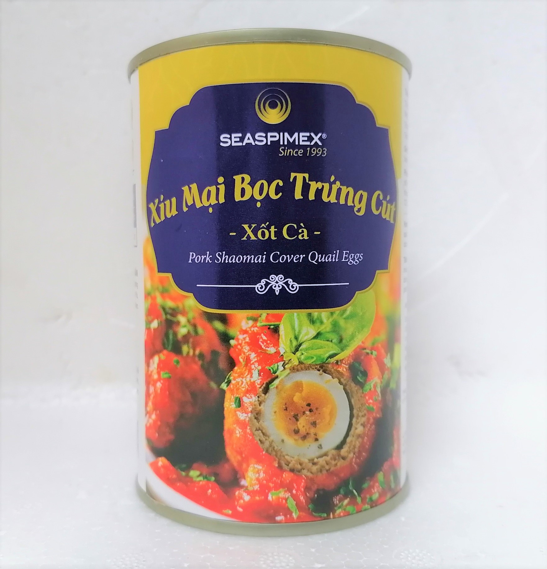 [Lon 425g] XÍU MẠI BỌC TRỨNG CÚT XỐT CÀ [VN] SEASPIMEX Pork Shaomai Cover Quail Eggs