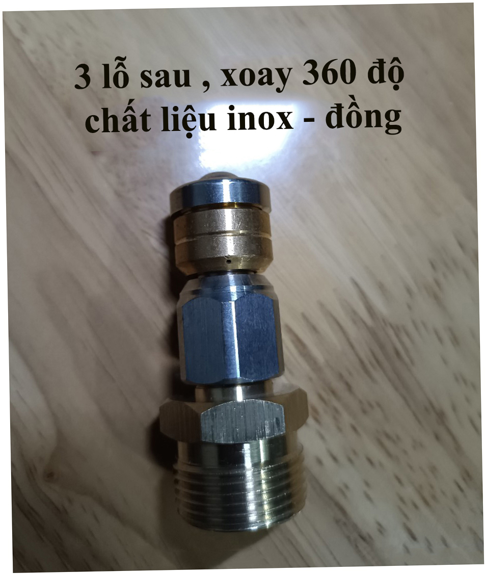 Béc phun thông tắc cống - Bec phun inox ren22mm cho máy rửa xe