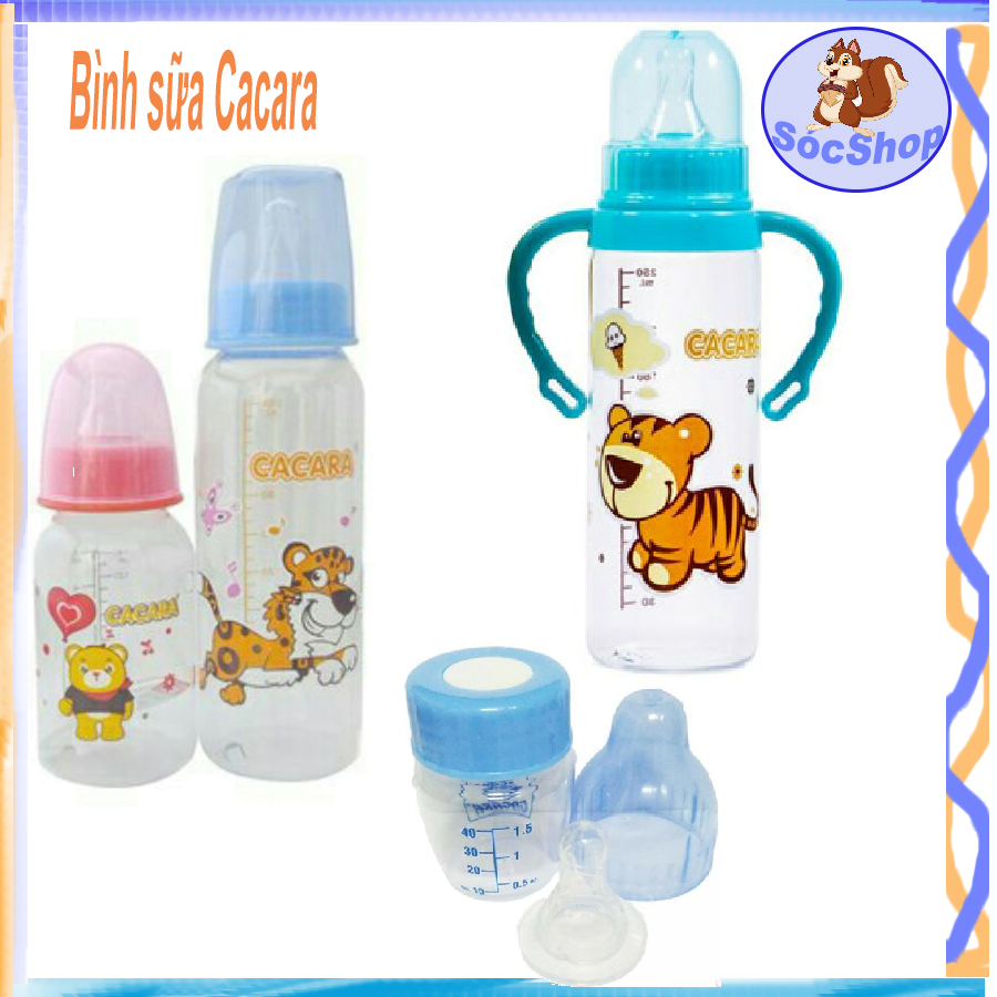 Cacara Milk Bottle Set of 6 Milk Bottles 250Ml/140Ml and 40ml Water Bottle, Many Vivid Patterns, Pc Plastic