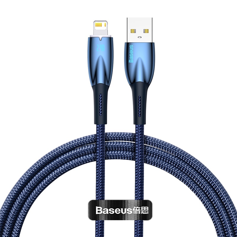 Cáp Sạc Nhanh Baseus Glimmer 2.4A USB to Ln | Có Đèn LED Báo Sạc, Dây Dù Bền