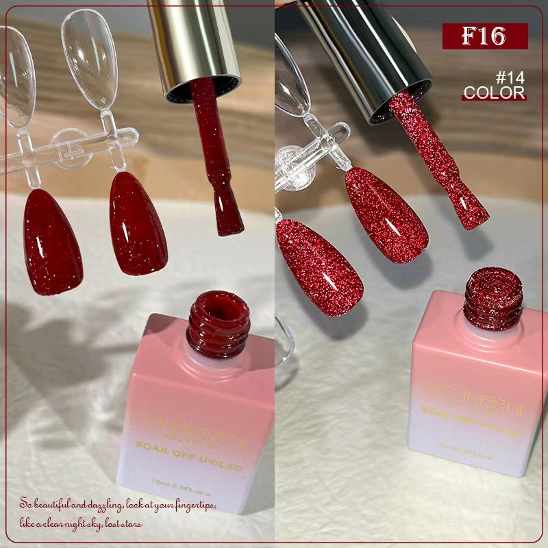 sơn gel nhũ flash đỏ vendeeni lẻ màu
