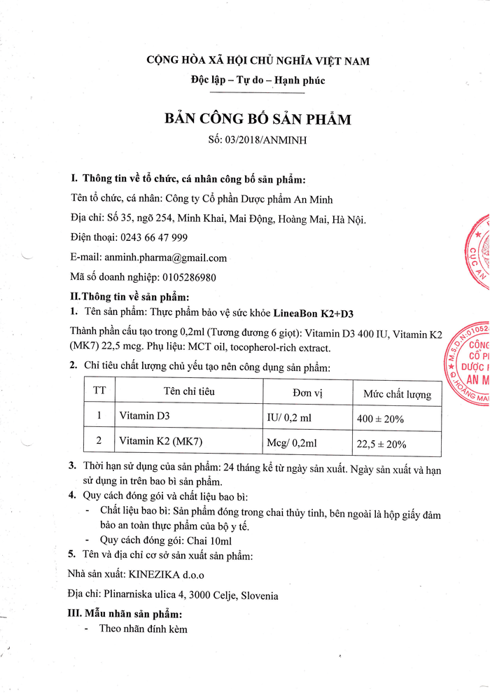 (Chính Hãng) Vitamin D3 K2 Giúp Tăng Chiều Cao Cho Bé Lineabon K2+D3