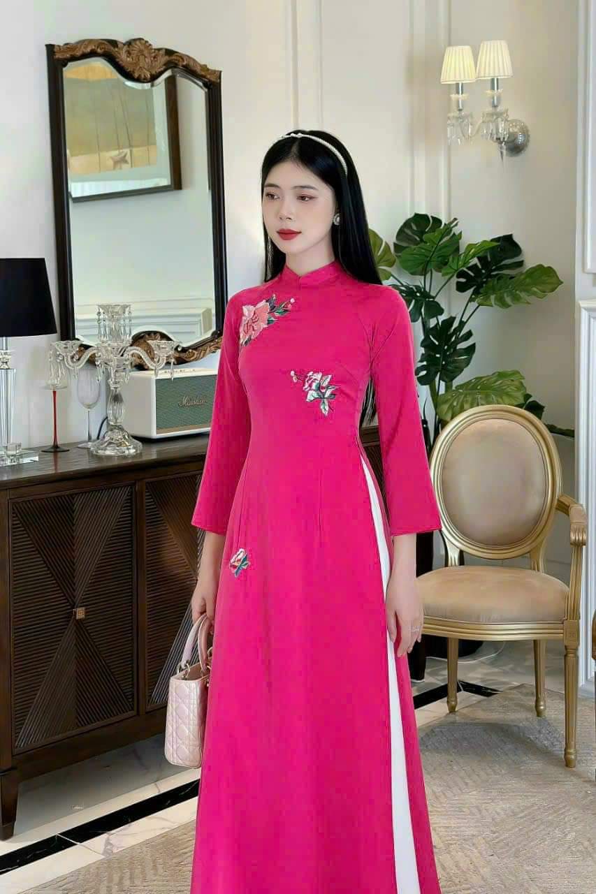 áo dài thêu cao cấp lụa tây thi