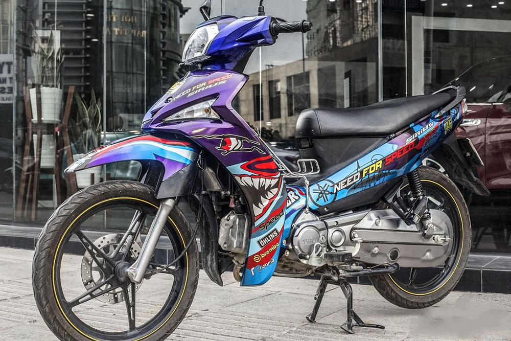 Tem trùm xe sirius Fi cá mập xanh tím, team dán xe máy sirius, team trùm sirius, team trùm sirius, tem xe sirius, tem trùm sirius, tem xe sirius Fi cá mập xanh tím